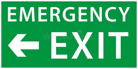 Emergency Exit Sign Green Color Warning Sign Plate Stock Vector