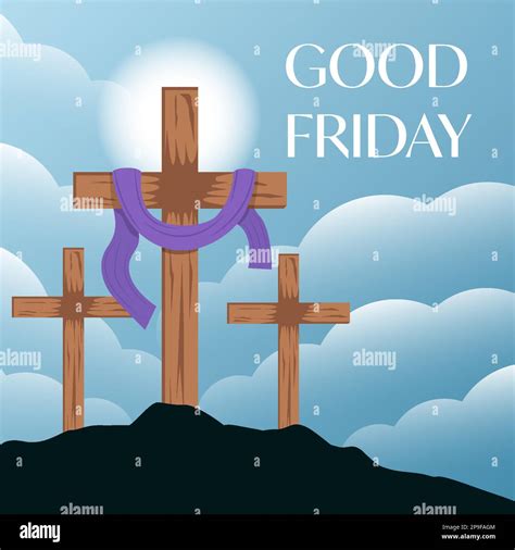 Good Friday Vector Design Illustration With Cross On The Hill Stock