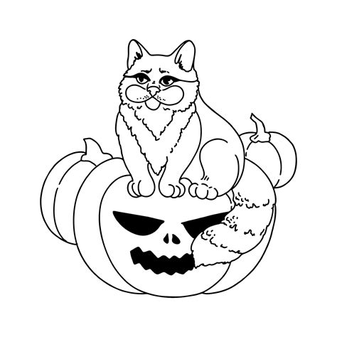 Halloween Cat Coloring Page ♥ Online And Print For Free