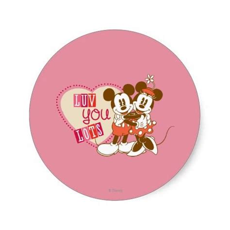 Luv You Lots Classic Round Sticker Zazzle Disney Mickey And