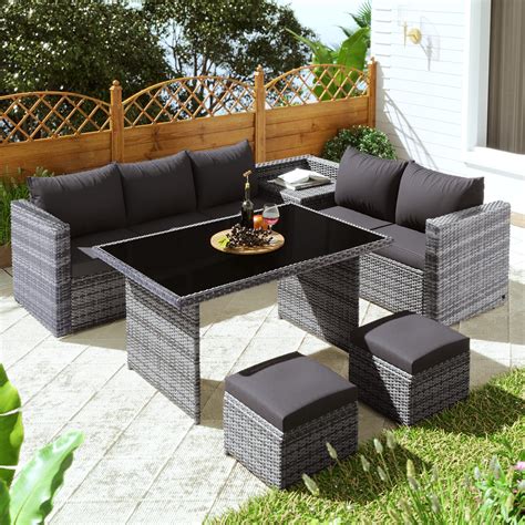 Buy Btm Rattan Corner Sofa Garden Furniture Set With Table And Stools