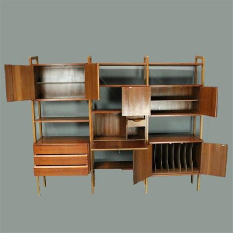 Mid century modern writing desk, solid sheesham wood work desk with 1 drawers. Mid-Century Danish Modern Wall Unit with Desk, Shelving ...
