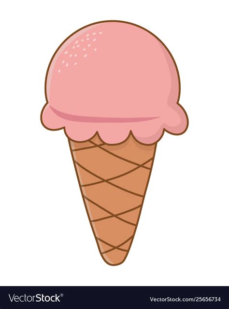 Delicious Ice Cream With One Scoop Cartoon Vector Image