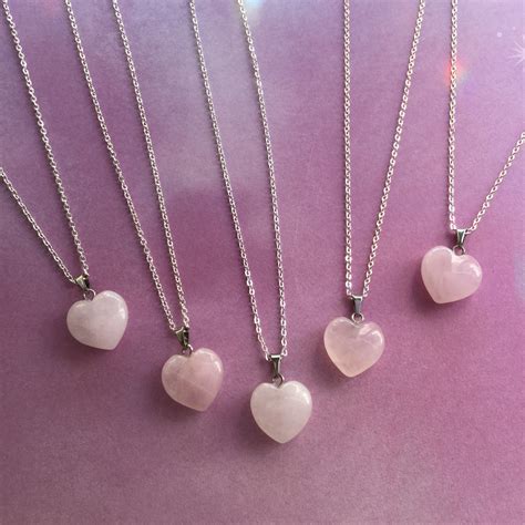 Pale Rose Quartz Heart Necklace Small 18mm On Your Choice Of Short Or