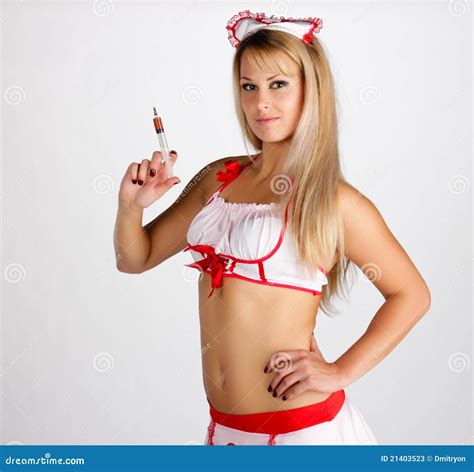 Nurse With Syringe Stock Image Image Of Holding Hair 21403523