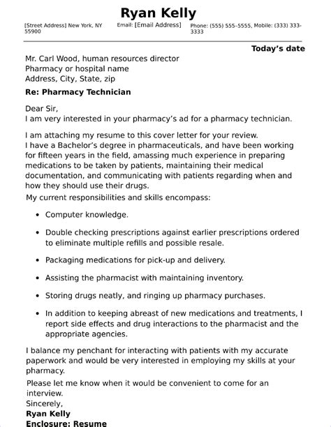 cover letter sample  pharmacist job application