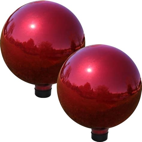 Sunnydaze Decor 10 In Diameter Red Blown Glass Gazing Ball In The