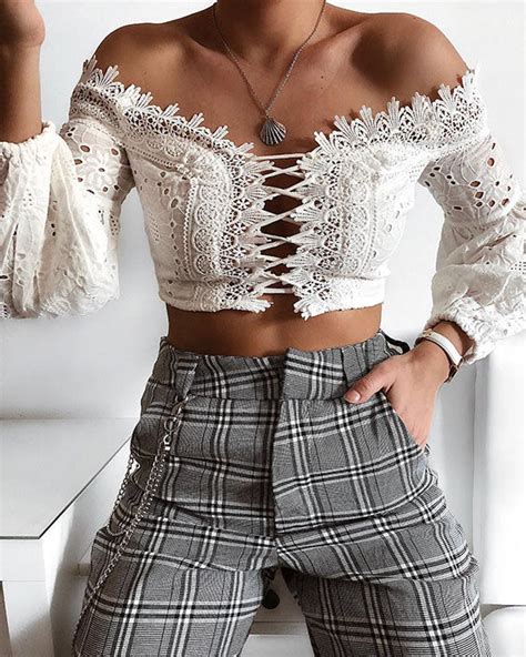 Crop Tops Off Shoulder Front Tie Strappy Ruffle Mesh Hood Andmore