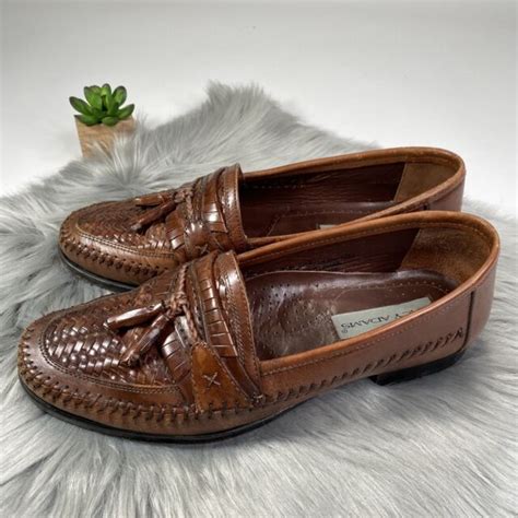 Stacy Adams Mens M Brown Leather Weave Slip On Tassel Loafers Shoes Ebay