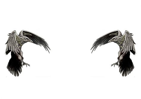Tattoo Sketch Of Odins Ravens Hugin And Munin Raven