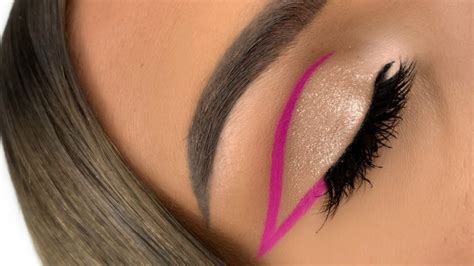 Graphic Pink Winged Eyeliner With Glitter Makeup Tutorial Youtube