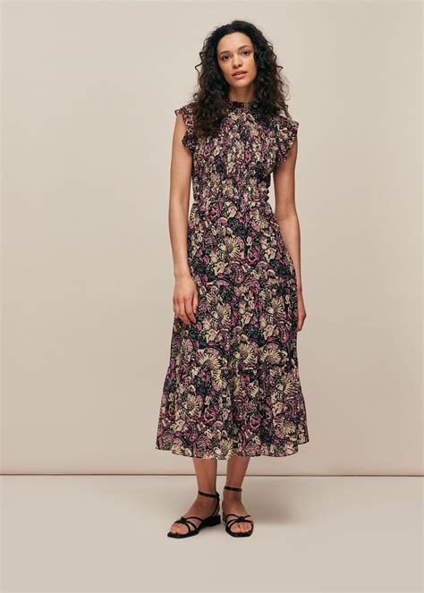 Multicolour Batik Print Silk Smock Dress | WHISTLES | Whistles