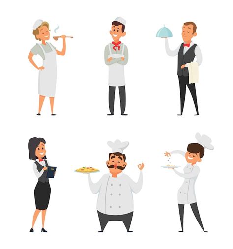 Premium Vector Professional Staff Of The Restaurant Cook Waiter And