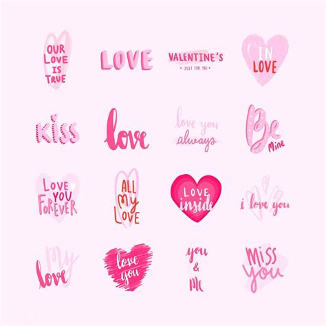 Download free illustration of Collection of valentines day typographies ...