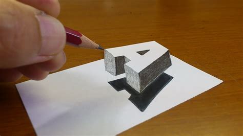 Very Easy How To Drawing 3D Floating Letter A 2 Anamorphic