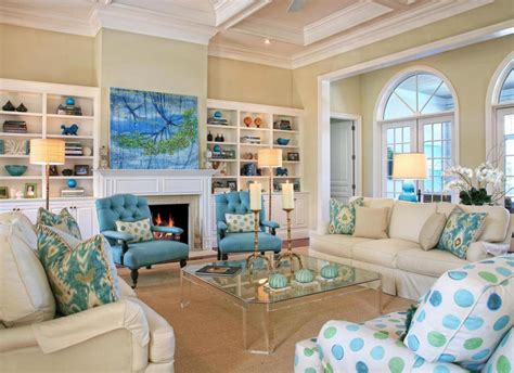 Painted blue and white wood give a new look to storage. Wonderful Coastal Living Furniture Decorating Ideas ...