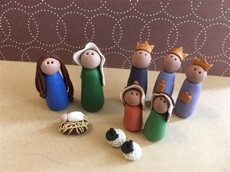 Simple Miniature Nativity Set Minimalistic Polymer Clay Etsy Clay