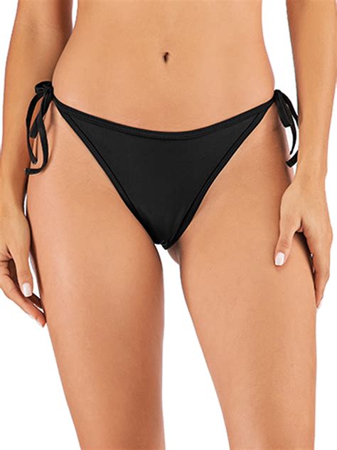 Womens Bikini Bottom Underwear V Cut Bikini Bottom Tie Sides Cheeky Booty Ruched Swimsuit