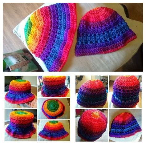 Adult And Child Springsummer Hats Made With Red Heart Favorite Stripe