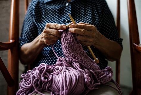 Senior Woman Knitting At Home Free Stock Photo 427993