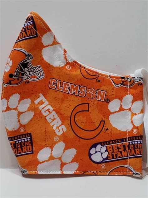 Clemson Tigers Face Mask Adult And Xl With Filter Pocket And Etsy
