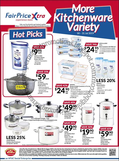 Fave this store & be the first to know their latest news, blogs, promotions and event updates. NTUC FairPrice Xtra Kitchenware Promotion 18 - 31 July 2019 ~ Supermarket Promotions