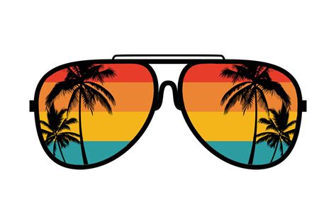 Beach Palm Tree Retro Sunglasses Png Svg Graphic By Sunandmoon