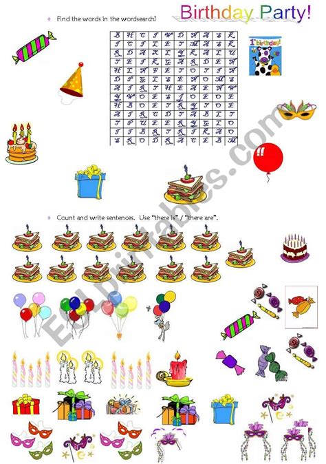 Birthday Party Esl Worksheet By Valesc