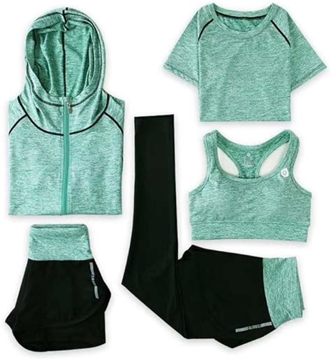 Sholind Yoga Suit Womens 5 Piece Activewear Set Running Suit Gym