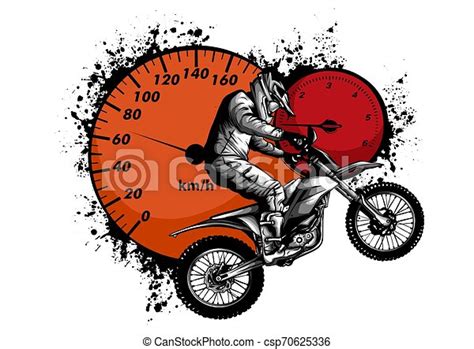 Motocross rider ride the motocross bike vector illustration. Motocross rider ride the motocross ...