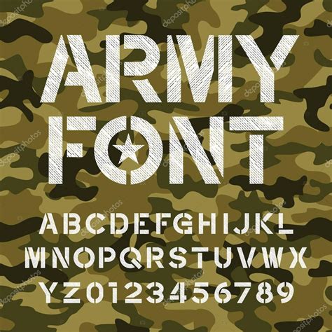 Army Alphabet Font Endless Camo Background — Stock Vector