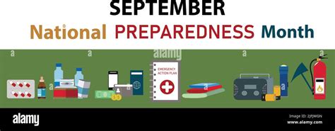National Preparedness Month Npm Vector Illustration With Emergency