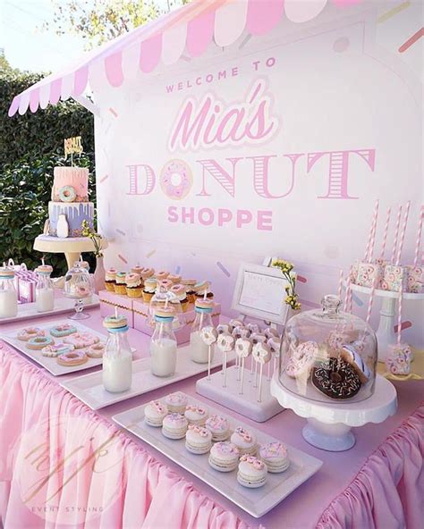 Donut Dessert Table From A Donut Shoppe Birthday Party On Karas Party