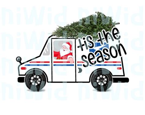 Tis The Season Merry Christmas Xmas Santa Postal Mail Truck Etsy