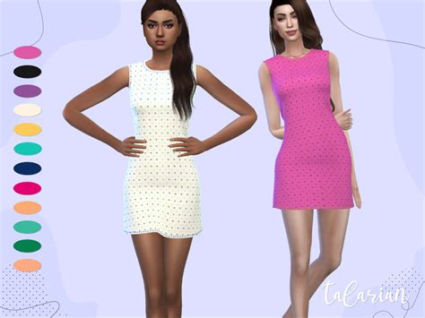 The Sims Resource Olivia Short Dress With Small Polka Dots