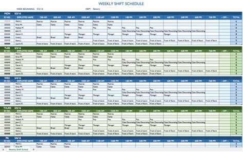 Monthly Employee Shift Schedule Template Task List Templates