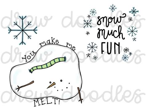Snow Doodles Digital Clip Art Set Instant Download Etsy