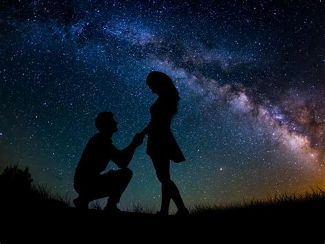 Wallpaper Couple Silhouettes Starry Sky Romance Night