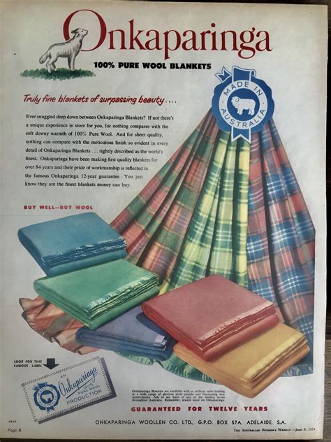 1954 Onkaparinga Woollen Company Vintage Blanket Australian Vintage