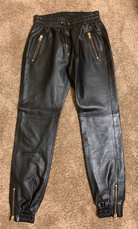 Unbranded New Lambskin Leather Joggers Black Grailed