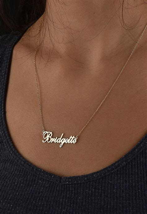 14k Gold Personalize Name Necklace Personalize T Script Etsy