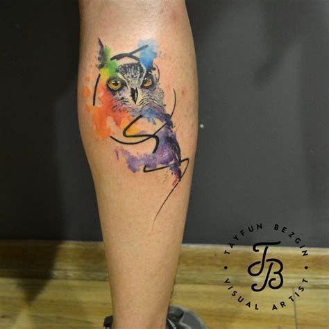 Tayfun Bezgin Creates Beautiful Stylized Tattoos With Watercolor Details Owl Tattoo Small