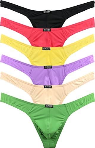 Ikingsky Mens Silky Thong Sexy T Back Mens Underwear Low Rise Stretch