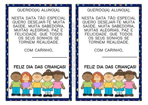 Dia Das Crianças Recados Para Imprimir Blog Espaço Educar