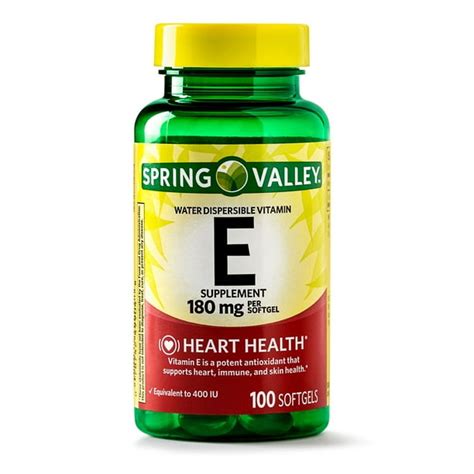 Spring Valley Water Dispersible Vitamin E Softgels 180 Mg 400 Iu