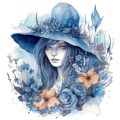 Premium Ai Image Gothic Witch Watercolor Illustration
