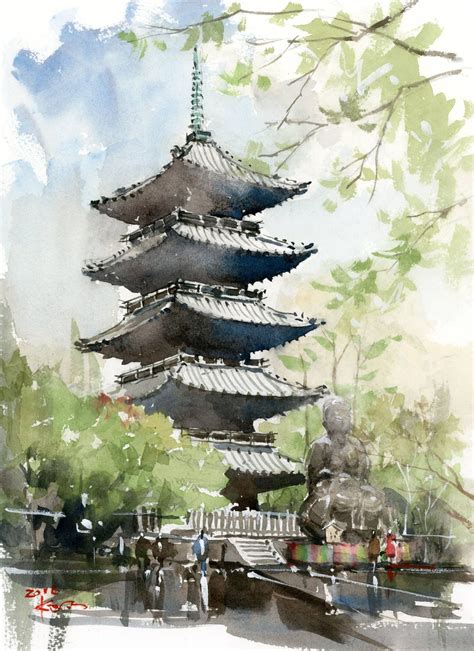 Image Result For Watercolor Paintings Of Japan ศิลปะและการออกแบบ การ