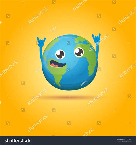 Cartoon Cute Smiling Healthy Earth Planet Stock Vector Royalty Free