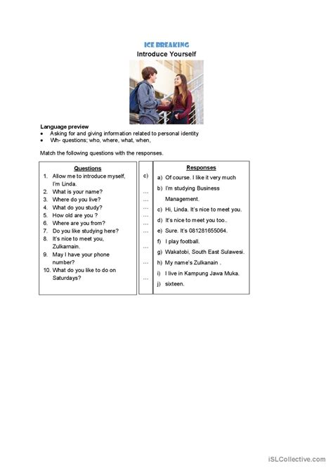 Introducing Yourself English Esl Worksheets Pdf And Doc