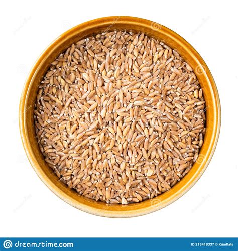 Whole Emmer Farro Hulled Wheat In Bowl Cutout Stock Image Image Of